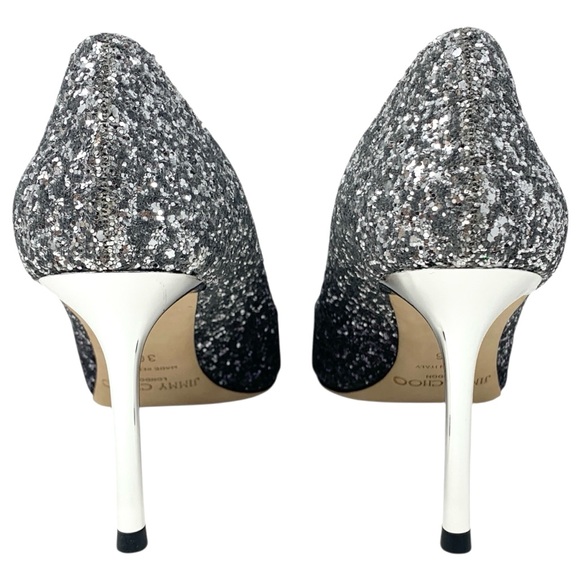 Jimmy Choo Romy 85 Fireball Navy Silver Ombre Glitter Pointed Toe Stiletto Pumps - Picture 6 of 10